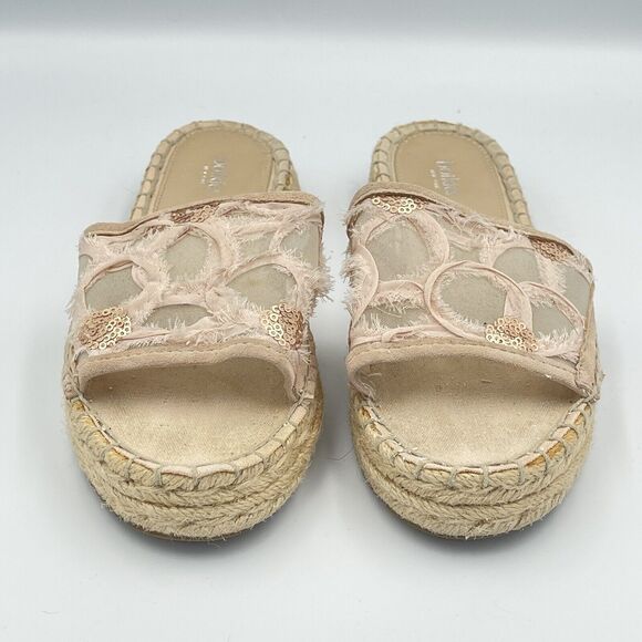 Botkier JENNY Pink Espadrille Slide Sandals WOMENS SIZE 6 Shoes Embroidered Glam - Picture 9 of 9